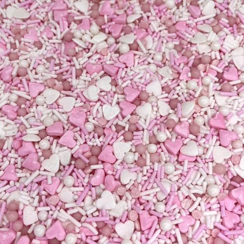 Image of Manvscakes Edible Metallic Sprinkles Mix with Assorted Shapes and Sizes for Parties, Cookies, Ice Cream, Cake and Cupcake Decorating, 4 oz(Rose Gold and Pink)