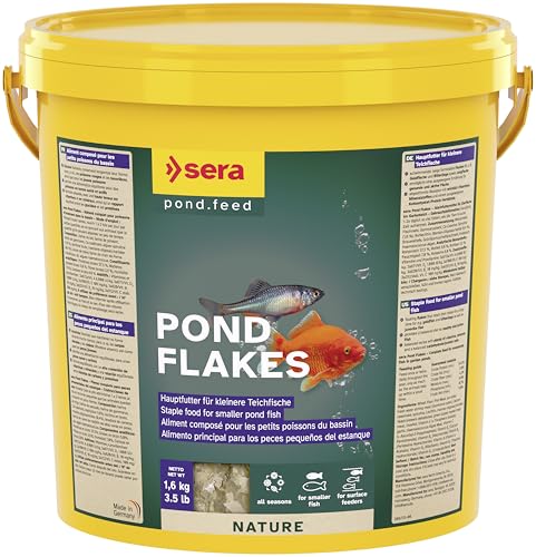 sera Pond Flakes 10 L 1.600 g | alimento Principal para los Peces pequeños del Estanque | Escamas flotantes 10.000 ml| para, p. ej. Las Carpas Doradas