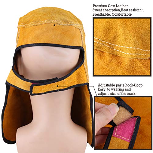 Máscara para soldar de cuero con lente abatible 32.5 cm miniatura 2