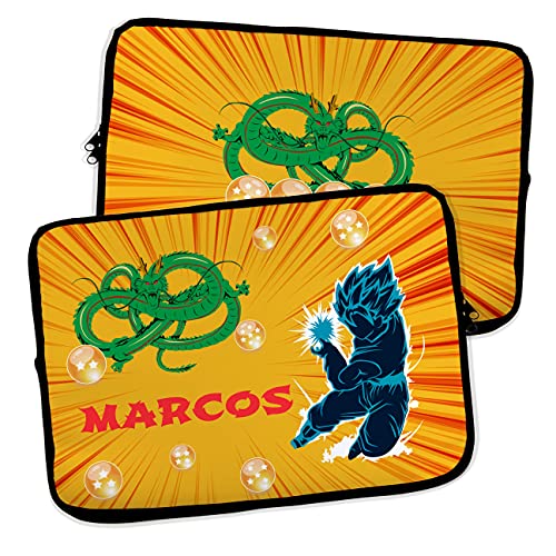 LolaPix Funda portátil Personalizable. Funda de Neopreno. Regalo Personalizado con Nombre. Varios tamaños. Dragon Ball