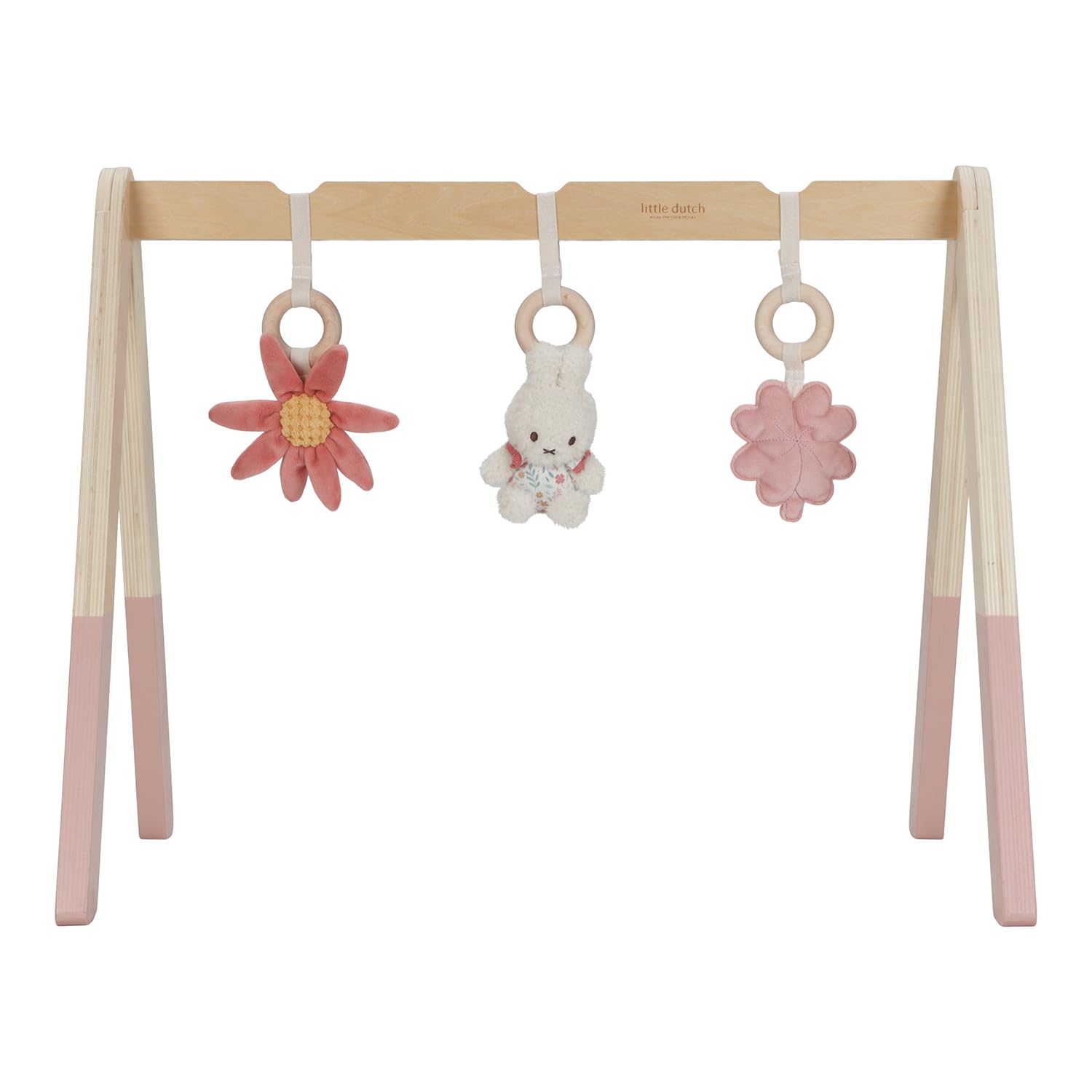 nijntje miffy x Little Dutch Baby Gym Spieltrapez Spielbogen Holz inkl. Anhänger Hase Miffy rosa - Lucky Blossom