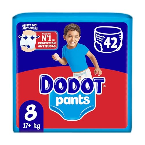Dodot Bebé Pants Pañales, Talla 8,+17 kg, 42 Pañales, Pañal-Braguita con Ajuste 360° Anti-Fugas