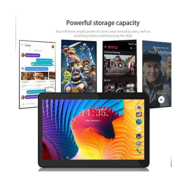 ZONKO Tablet 10 Inch Android 3G Phone Tablets with 32GB Storage Dual Sim Card 5MP Camera, WiFi, Bluetooth, GPS, Quad Core, HD Touchscreen, Support 3G Phone Call (Black)