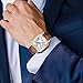 PINDU Automatic Watches for Men, Tank Business Dress Watch Square Mechanical Watch Mens Watches Simple and Easy to Read (Gold Case White Dial)