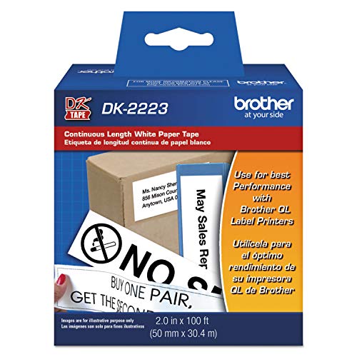 Ruban de papier blanc continu Brother DK2223 à découpe sur mesure
