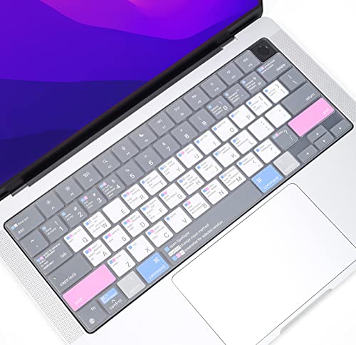 Keyboard Cover Skin for 2025 2024 2023 2022 MacBook Pro 14' M4 M3 M2 M1 Pro/Max A3401 A3112 A3185 A2918 A2992 A2779 A2442 & MacBook Pro 16' A3403 A3186 A2991 A2780 A2485 MAC OS Shortcuts Protector