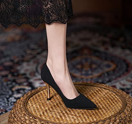 LizFoYa Women Romantic Sexy High Heels Elegant Pointed Toe Dressy Pumps Slip On Office Stiletto Shoes4