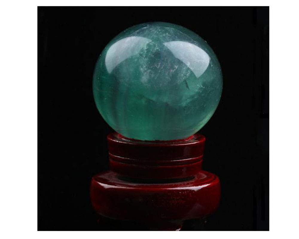 Natural Green Fluorite Healing Quartz Crystal Sphere Gemstone Ball with Stand, Natural Sculpture Figurine 50mm/1.96 inch