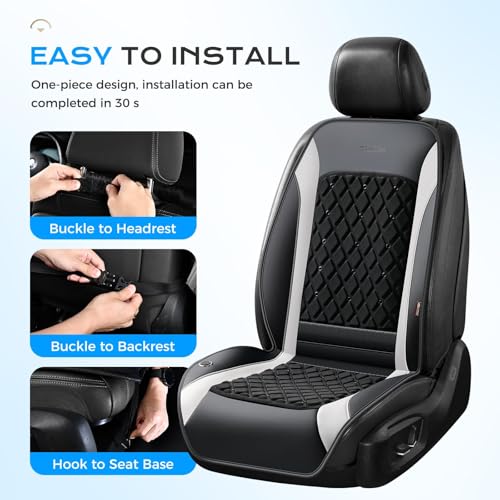 Image of Coverado 8 Turbo Fans Cooling Car Seat Cushion 12V-24V Ventilated Seat Cover 3 Adjustable Speeds Universal Fit Car SUV Truck Gray