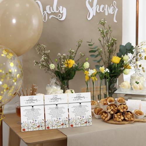 Landical 50 Set Wildflower Baby Shower Favors for Guests a Little Wildflower Is on Her Way Adjustable Flower Wish Bracelet Baby Shower Bracelets with Thank You Card for Gender Reveal Thank You Gifts by Landical - Image 6