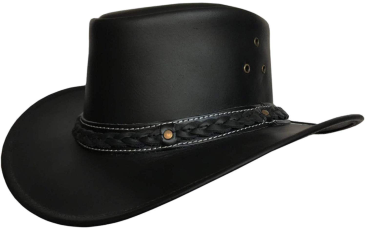 Leather Cowboy Hat for Men Women Lightweight Handcrafted Western Shapeable Wide Brim Durable Cowgirl Outback Hat