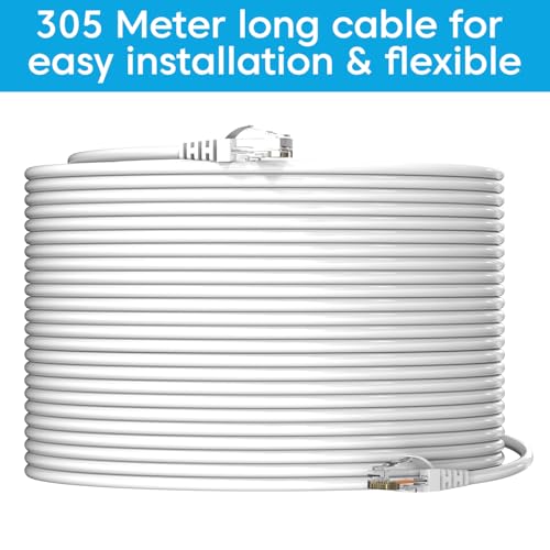 Image of Sounce Cat6 Ethernet Cable LAN Network Cable 305 Meter Long High-Speed Cable for CCTV PC Router Switch and Networking Best Reliability Stable Connection Durable Long-Lasting Material (White)