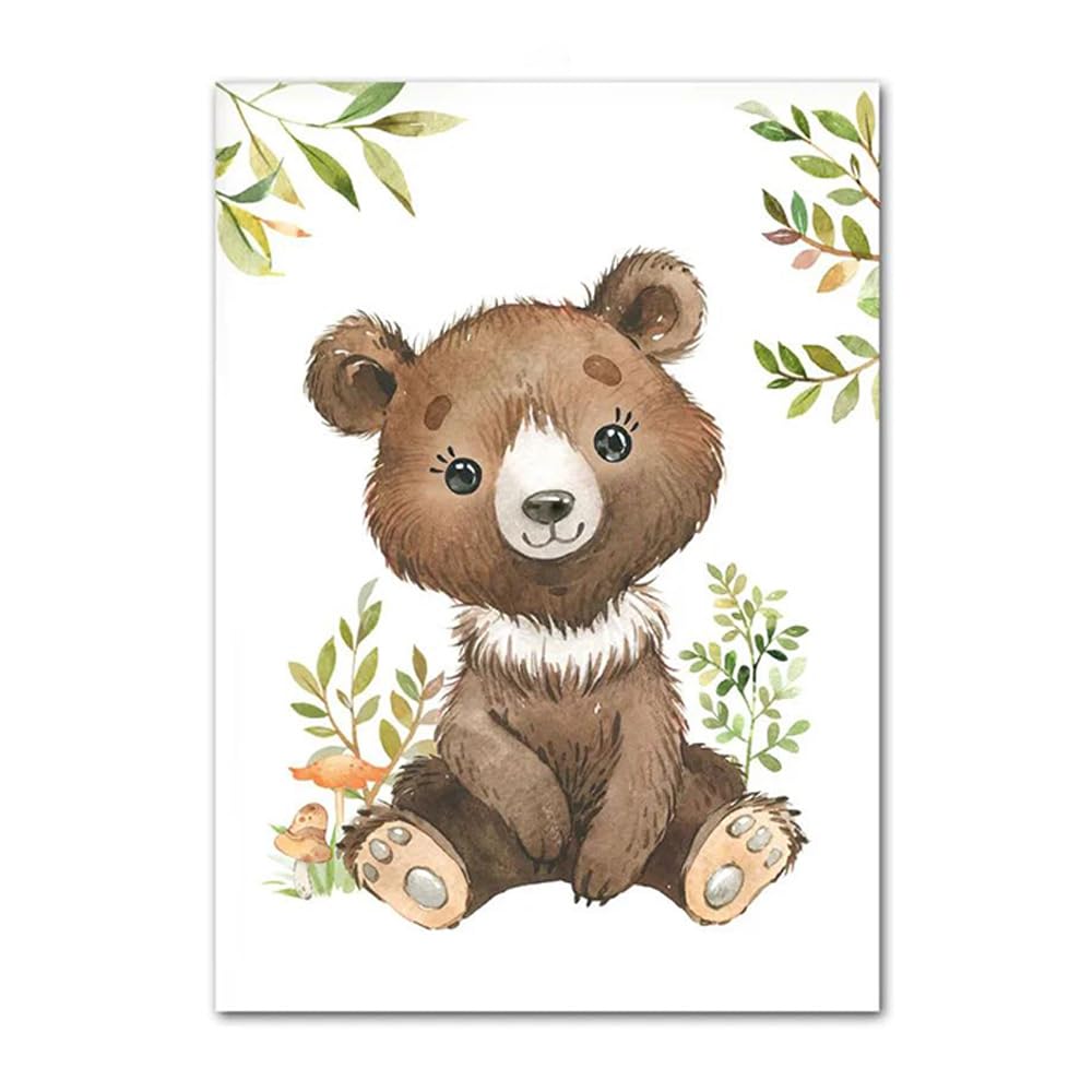 6 Affiches Animaux Jungle Safari pour Chambre Enfant - Décoration Murale Bébé 21x30cm - Poster Forêt Savane - Cadeau pour Garçon Fille