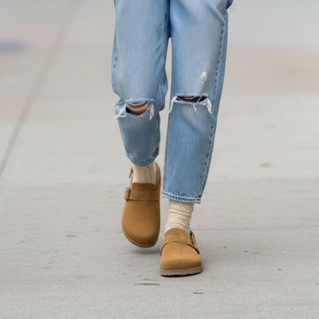 CUSHIONAIRE Brooklyn Suede Womens Slides– Comfortable Clog Mules with Adjustable Buckles – Summer Shoes for Women - Image 6