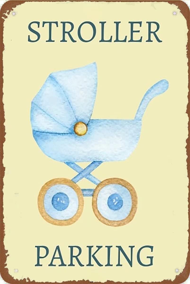 Kwqdozf As Pic Stroller Parking Place Stroller Vintage Metal Aluminum Tin Sign Door Signs