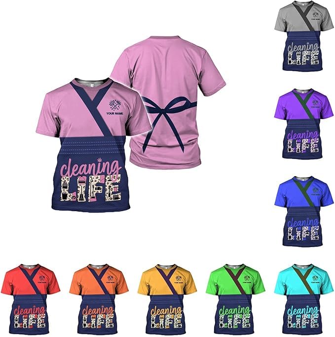 Personalized Housekeeping Shirts for Women, Housekeeping House Cleaner Uniform 3D Shirt, Cleaning Uniform Housekeeper 1 Multicolor