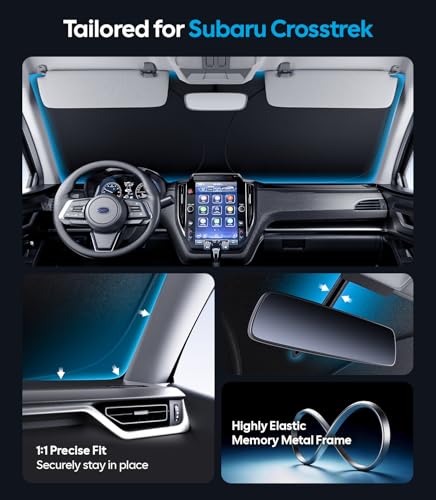Image of Wigoo for Subaru Crosstrek Windshield Sunshade [OEM Design, 100% Sun Blockage] Foldable Heat Insulation Sun Shade with Storage Bag, for Crosstrek (2018-2026), Silver Coating