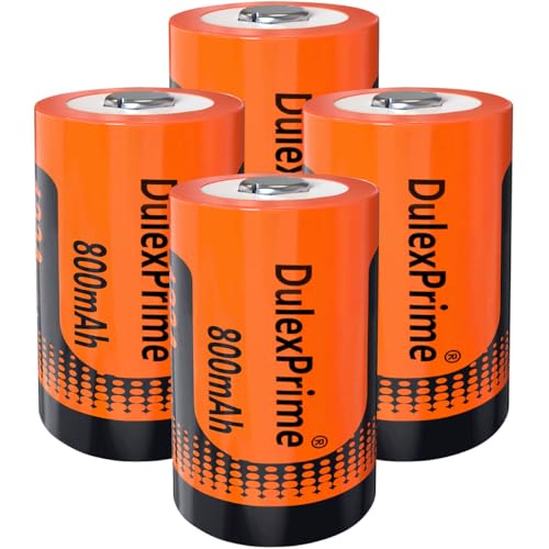 DulexPrime 123A Batteries Rechargeable 4-Pack 800mAH 123A NiMH Rechargeable Batteries for Arlo VMS3130 VMC3030 3200 3330 3430 3530 Security Cameras Alarm System Flashlight