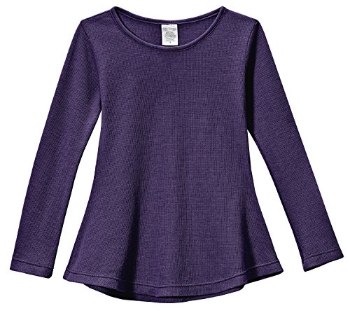 City Threads Big Girls' Thermal Long Sleeve Tunic Shirt Tee Dress for School Party Play, Purple, 10