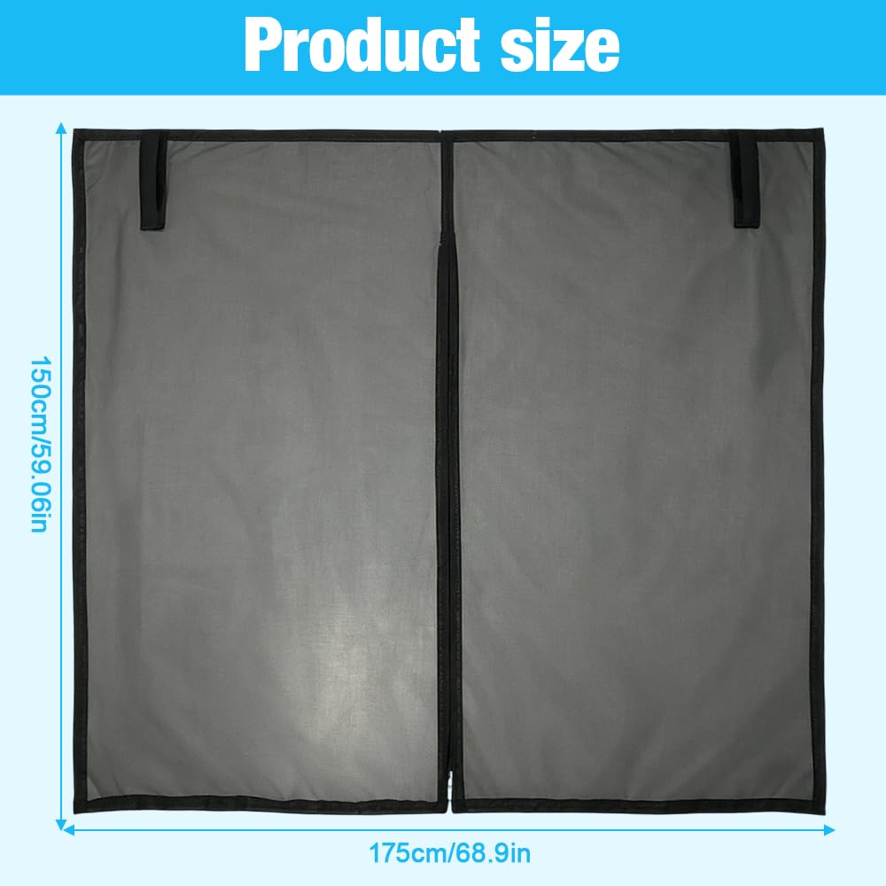 Magnetic Van Bug Nets for VW T5 T6, Magnetic Sliding Door Fly Screen Van, Van Bug Screen Mosquito Net with Central Zipper, Ventilation, Sun Protection, for Camping Travel, 175x150cm — view 5