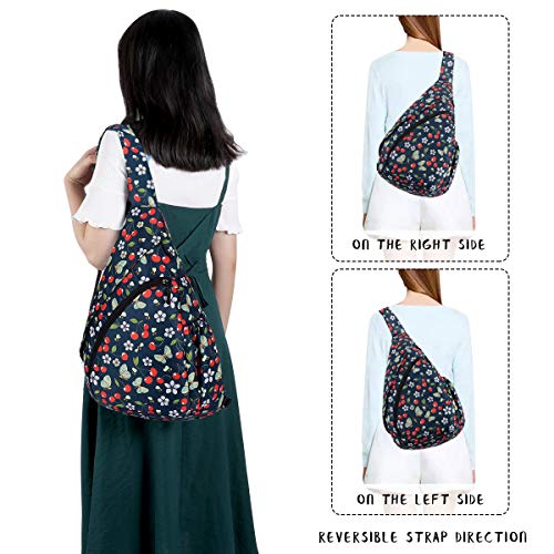 Sling-Bag-Backpack-Shoulder-Crossbody-Backpack-for-Women-Men-Multipurpose-Rope-Bag-Casual-Daypack-for-Outdoor-Travel-Hiking-Cycling-cherry-and-butterfly