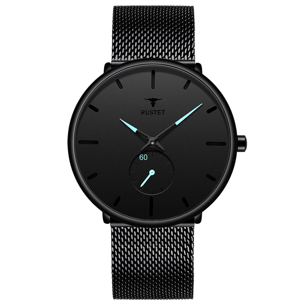 RUSTET Mens Watches Ultra-Thin Minimalist Waterproof - Fashion Wrist Watch for Men Unisex Dress with Stainless Steel Mesh Band (Red) (B0D9VJWD13) Amazon Price History, Amazon Price Tracker