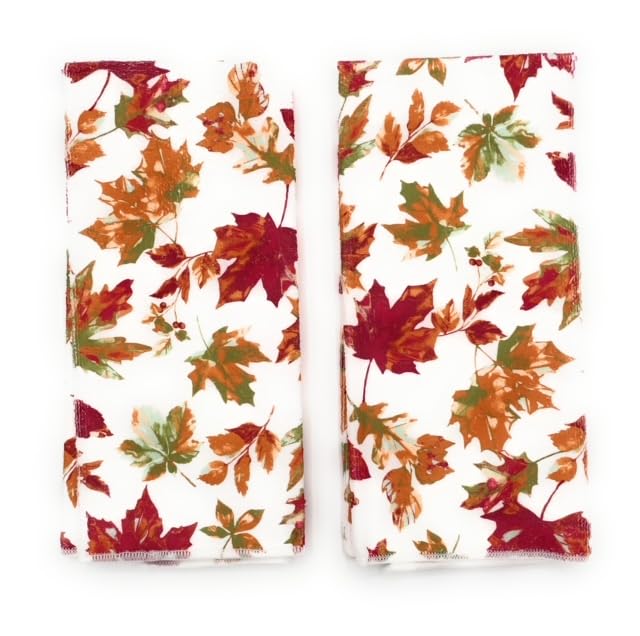 Sg6 Fall Leaves Kitchen Linen Set, 6 Pieces, 2 Towels, 2 Pot Holders, Oven Mitt, Drying Mat, Autumn Decor