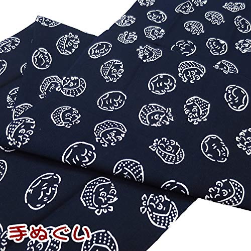 Amazon｜手拭・てぬぐい 本染 「おかめ・ひょっとこ」 紺｜手ぬぐい