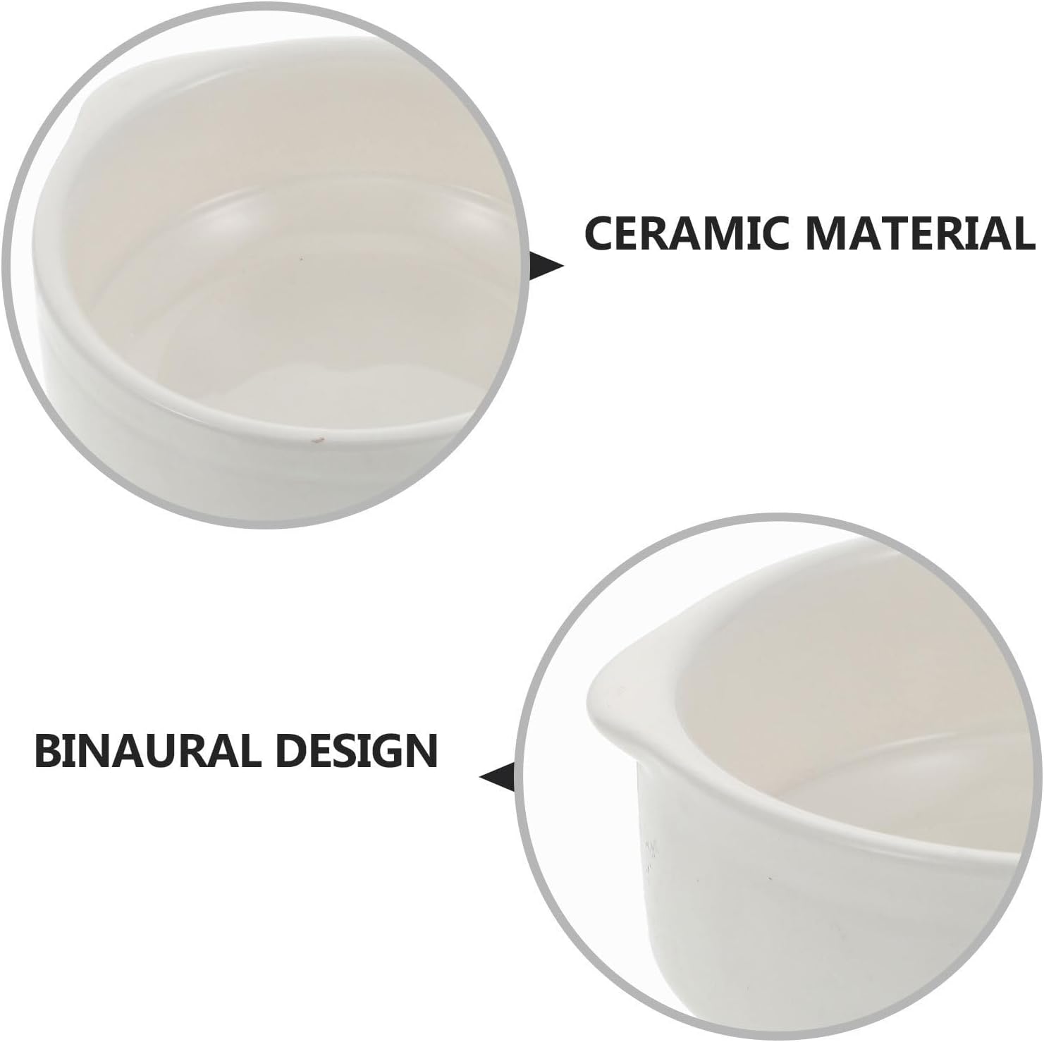 Ceramic Stewing Bowl Double Handle White Heat Resistant for Families