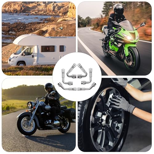 Image of cobee 6 Pcs Valve Stem Extenders, Tire Valve Stem Adapter 45 Degree 90 Degree 135 Degree Passenger Car Tires for Dual Wheels Passenger Cars, Rv, Bicycles, Stroller, Motorcycles and Trailers