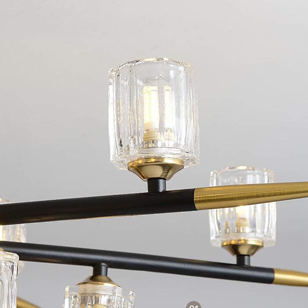 8 Lights Modern Chandelier Industrial Iron Ceiling Light Fixture Sputnik Mid Century Pendant Lighting Fixture for Kitchen Dining Room Living Room,Black Gold,8 Lights