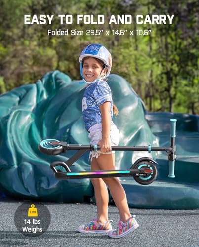 FanttikRide C9 Apex Electric Scooter for Kids 8-12, Adjustable Handlebar Height for Riders 3.9-5.2 ft, 132 lbs, Up to 40 mins Continuous Time, 3 Speed Mode 5/8/10 MPH, Bluetooth Music Speaker