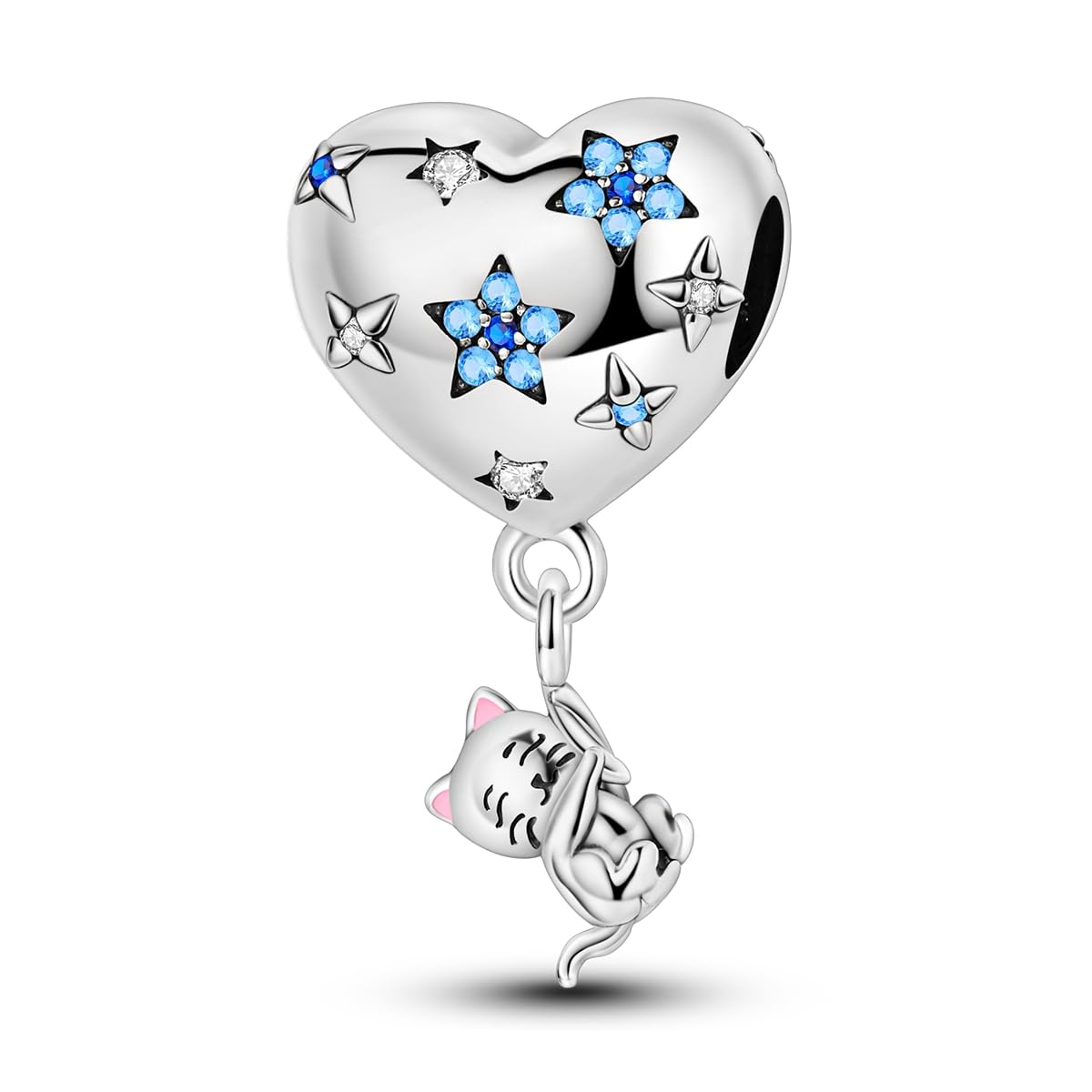925 Sterling Silver Charm Necklace Cat Pendant Heart Rabbit Jewelry for Women Teen Girls-image-23