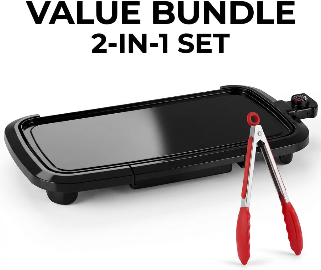 Large Family Electric Grill Pan with Non-Stick Coating & Temperature Control – Perfect for Holiday BBQs, Parties & Gatherings