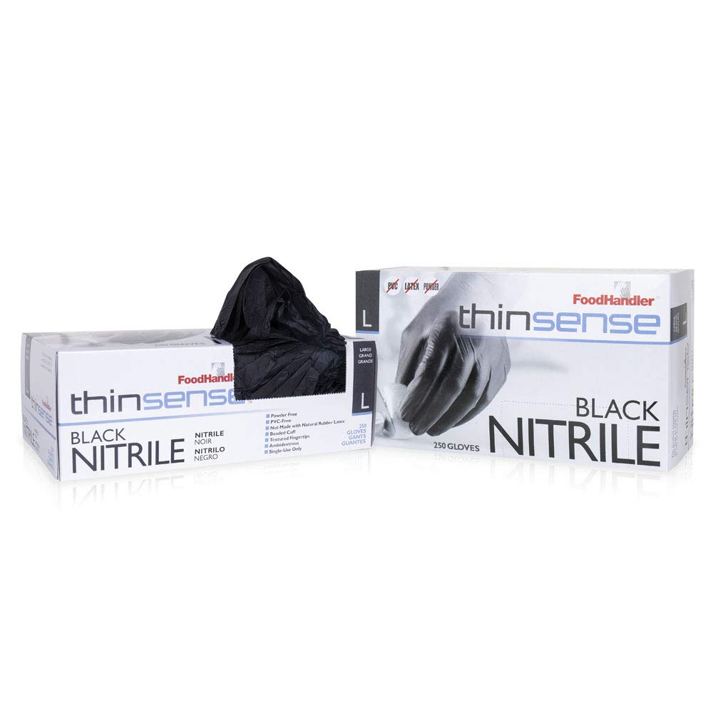 FoodHandler 103-TS16-BLK thinsense Nitrile LG Black (Pack of 1000)