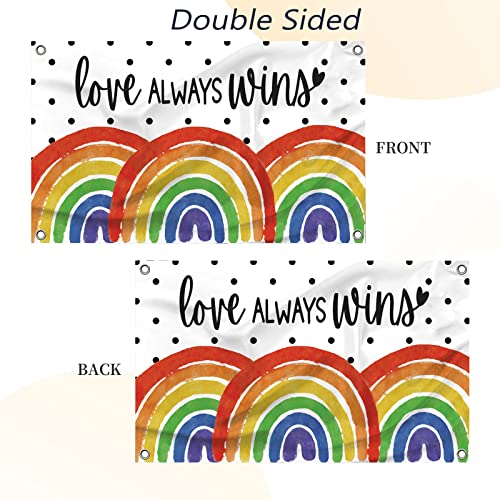 Love Always Wins Pride Flags 3X5 Ft For Outside, Rainbow Pride Gay Pride Lesbian Lgbt Double Sided Yard Flags,Big Large Pansexual Banners For Outdoor, Seasonal Summer Decorations With Brass Grommets For Farmhouse Holiday Party Celebration #TOP5