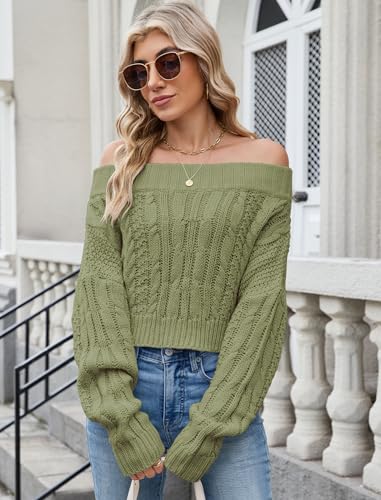 Image of ZAFUL Women V Neck Button Knit Crop Sweaters Batwing Sleeve V Back Ribbed Hem Pullover Sweater