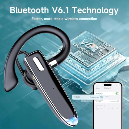 Wireless Single Ear Bluetooth V6.1 Headset, Business Earpiece with Mic - image 4