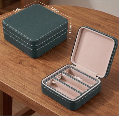 Image of ROSELLE Eyewear Travel Case for women men, Luxury leather 2 /3-Slot Eyeglasses Storage Box for Multiple Glasses and Sunglasses