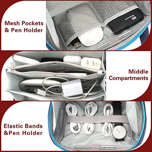 Fyy Electronic Organizer, Portable Cable Organizer Travel Accessories Tech Bag Carry Case Pouch Waterproof Storage Bag For Cable, Cord, Charger, Phone, Earbuds, Hard Drive, Travel Essentials Navy #TOP3