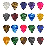 TSHAOUN 60 Stück Plektrum, Gitarre Plektrum Celluloid Guitar Picks Inklusive 0.5mm 0.58mm 0.75mm 0.84mm 1.0mm 1.2mm, Gitarren Zubehör für Gitarre, E-Gitarre, Akustikgitarre, Ukulele, Bass