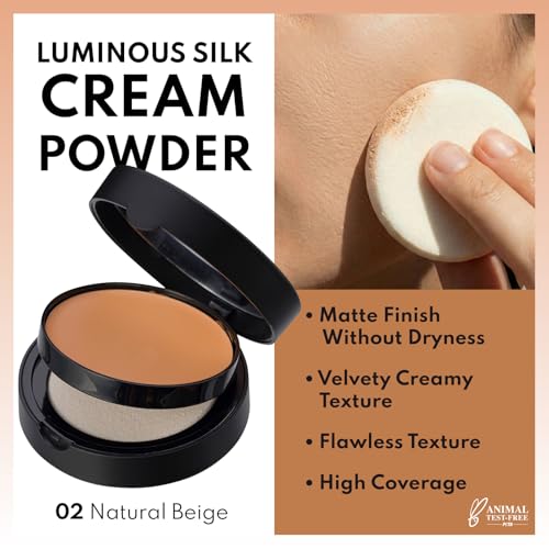 Image of Note Cosmetique Luminous Silk Compact Powder - Medium Buildable Coverage - Weightless Setting Powder Foundation - 02 Natural Beige - 0.4 oz