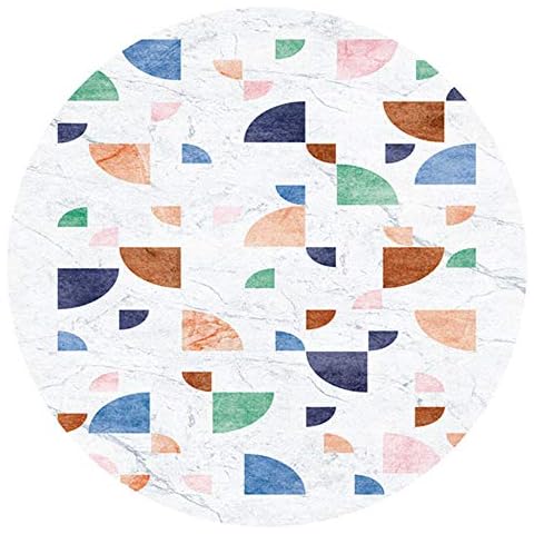 WJW-DT Round Area Rug, 120 cm Diameter, Geometric Pattern Design, Orange/Green/Blue/White, Rugs Living Room Bedroom Study Coffee Table Carpets-250cm Cover