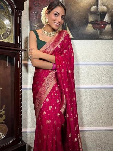 Image of Yashika Women's Art Silk Saree with Blouse Piece for Traditional Ethnic Wear Sari