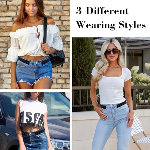 panthra Buckleless Belts for Women, 2 PCS Invisible Belt for Women, Unisex No Buckle Belt, Good Elasticity to Adapt to Different Waist Sizes (Black)3