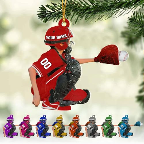 Artparel Personalized Baseball Ornament - Custom Christmas Tree Decoration for Baseball Lovers - Beginner Players Gift (BB63)