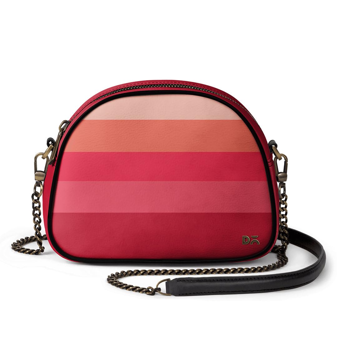 DailyObjects Printed Arch Sling Crossbody Bag For Women| Berry Quinn Print Vegan Leather Purse With Slip Pocket| Zip Closure With Detachable Brass Chain & Shoulder Pad| Storage Space For Everyday Use (B082KW6WDG) Amazon Price History, Amazon Price Tracker