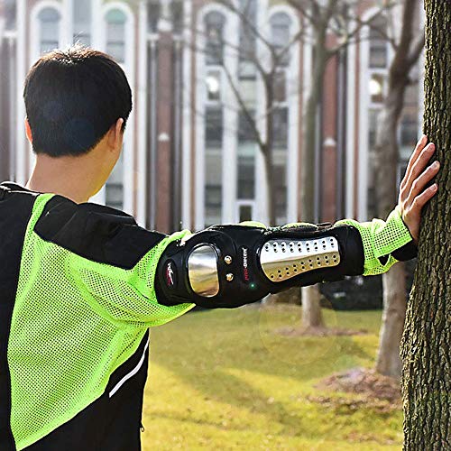 Image of Autofy Pro-Biker Alloy Steel Elbow Guard Knee Guard Shin Protector for Bikers Riders Bike Motorcycle (Black Set of 4)