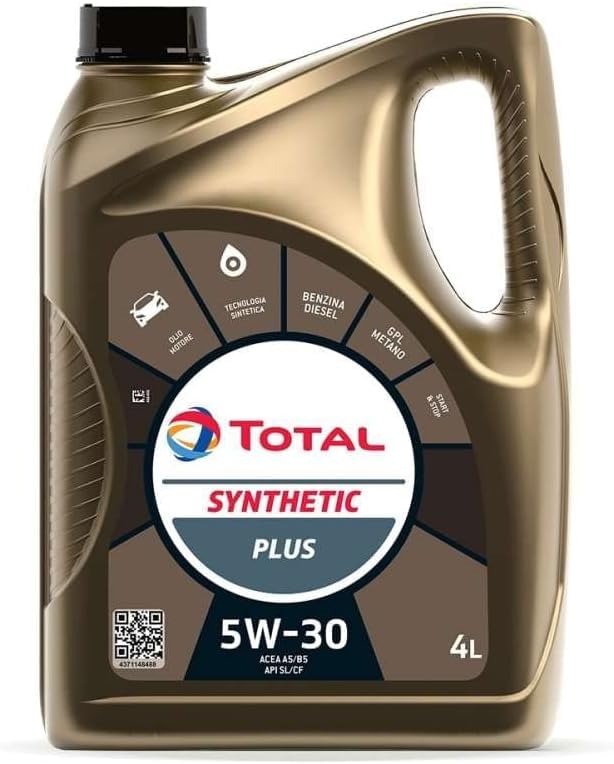 TOTAL Synthetic Plus 5W-30, Olio Sintetico per Motori Benzina e Diesel, 4L