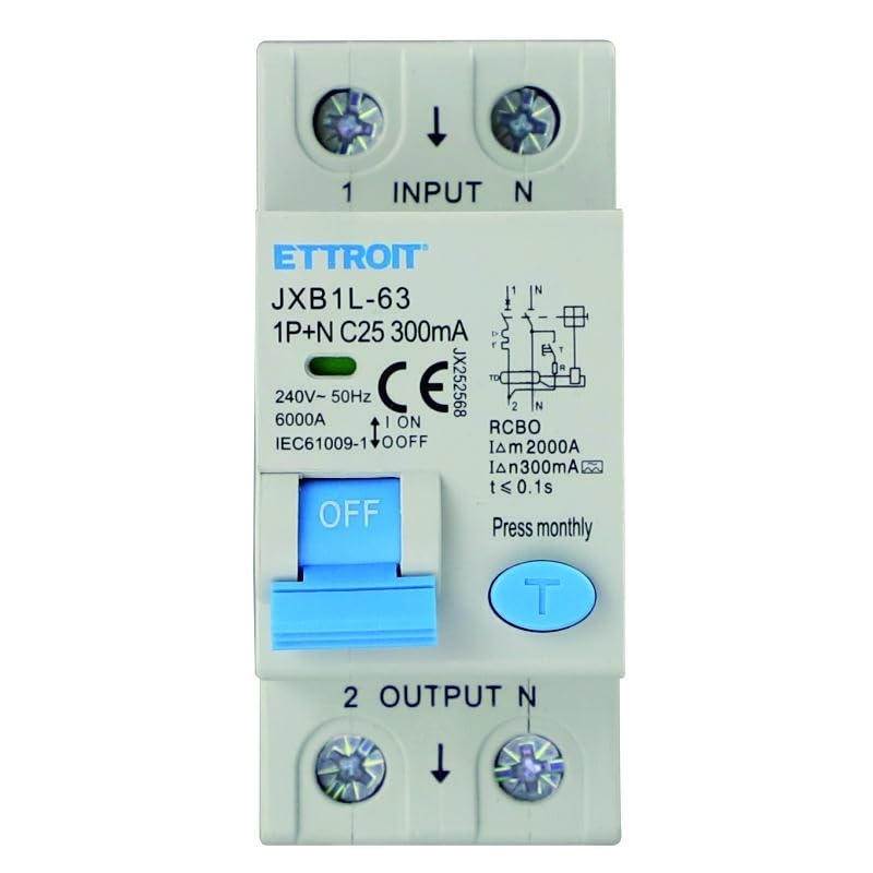 Interruttore Magnetotermico Differenziale 1P+N 25A 300mA 220V-6KA CLASSE A 2 MODULI 300mA per Guida DIN - Protezione Circuiti e Sicurezza Impianti